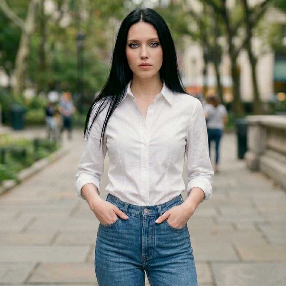Express Fitted Portofino Shirt XS White Stretch Cotton Poplin